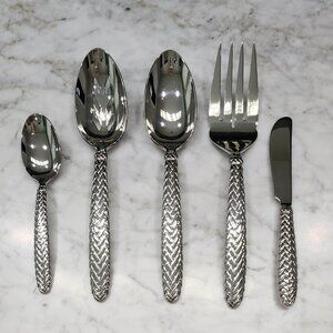 5 Piece Ralph Lauren Hostess Set Equestrian Braid (Stainless)